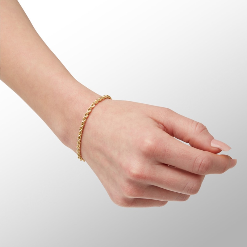 Main Image 3 of 14K Hollow Gold Rope Chain Bracelet - 8"