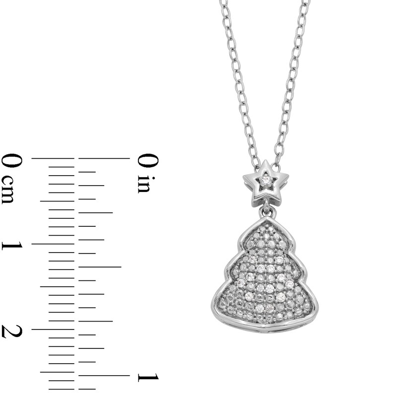 Main Image 3 of Sterling Silver 1/20 CT. T.W. Diamond Christmas Tree Pendant -18"