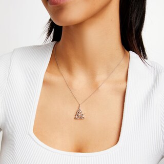Sterling Silver 1/20 CT. T.W. Diamond Star Tree Pendant - 18"