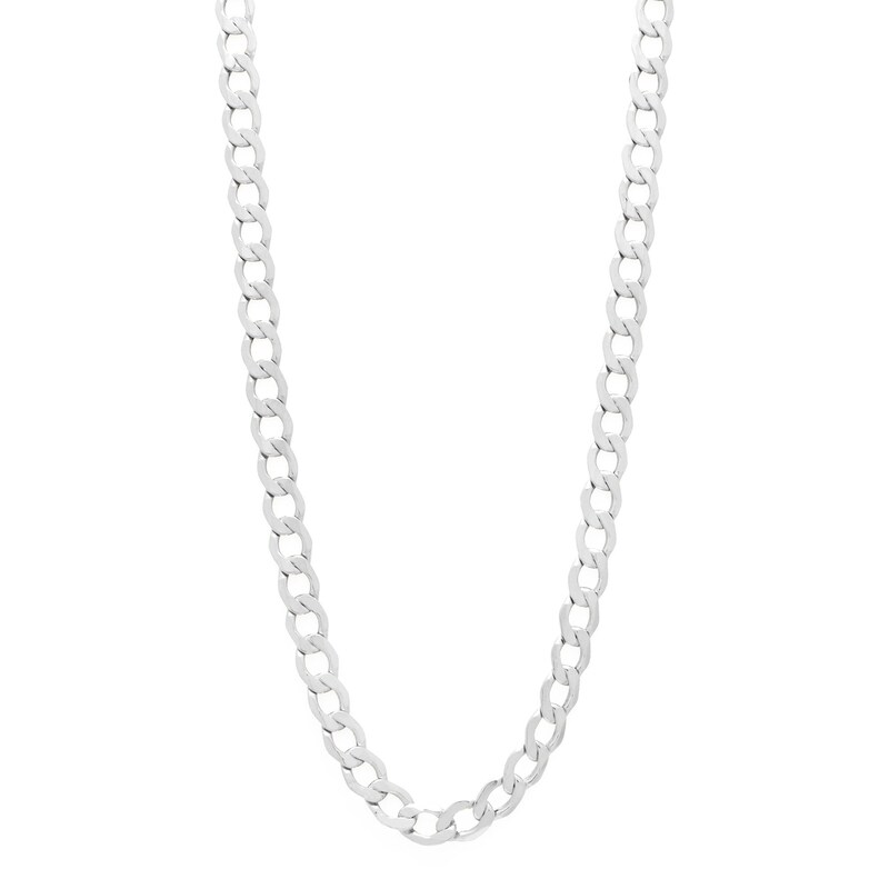 Main Image 1 of 10K Hollow White Gold Curb Chain - 26"