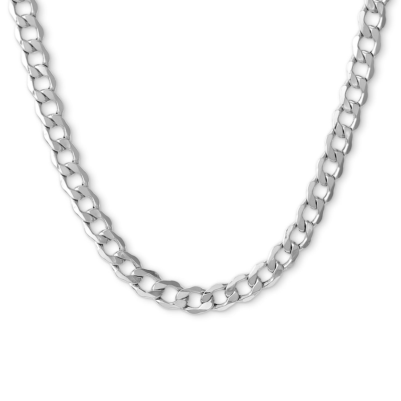 Main Image 1 of 10K Hollow White Gold Curb Chain - 30"