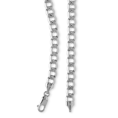 10K Hollow White Gold Curb Chain - 30"