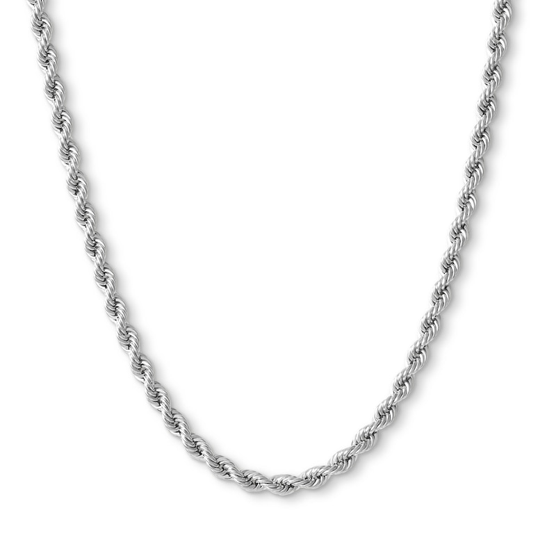 Main Image 1 of 10K Hollow White Gold Rope Chain - 20"