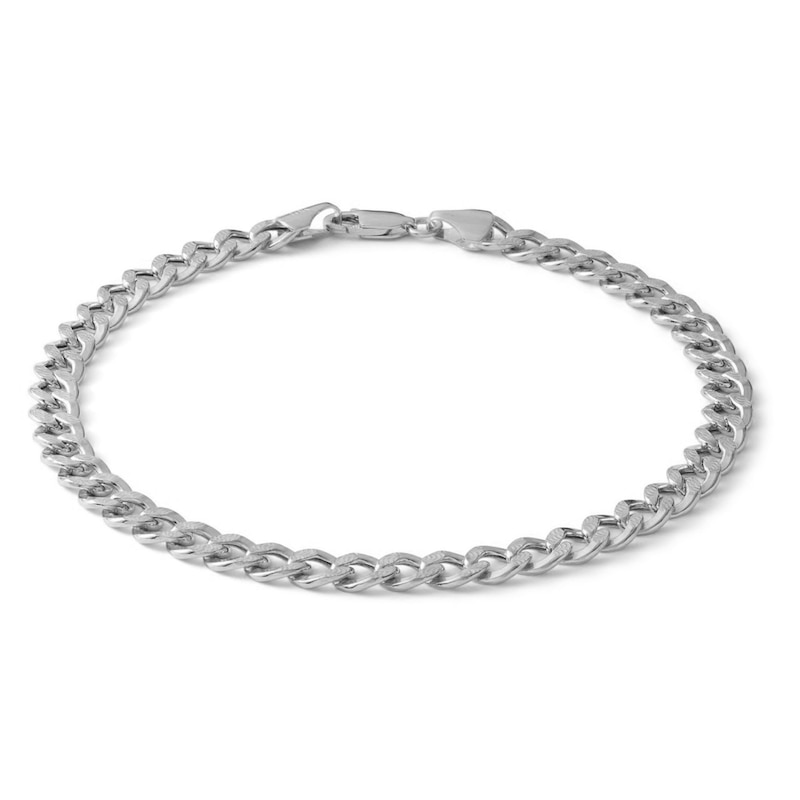 10K Semi-Solid White Gold Diamond-Cut Cuban Curb Chain Bracelet - 8.5"