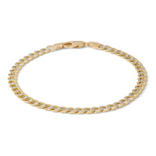 14K Semi-Solid Gold Miami Curb Chain Two-Tone Bracelet - 7.5"