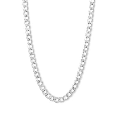 10K Semi-Solid White Gold Cuban Curb Chain - 16"