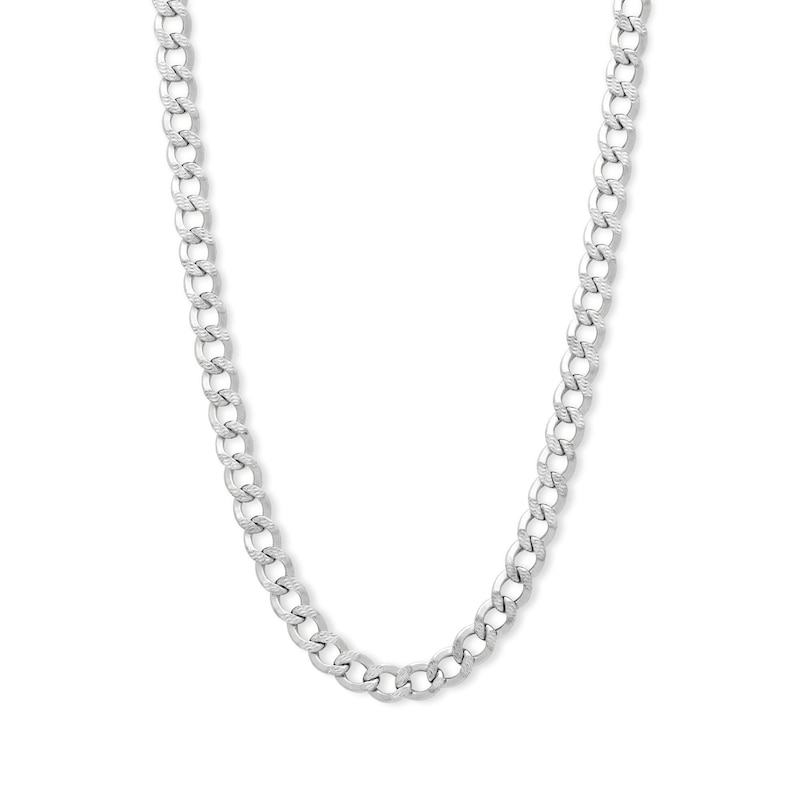 10K Semi-Solid White Gold Cuban Curb Chain - 16"