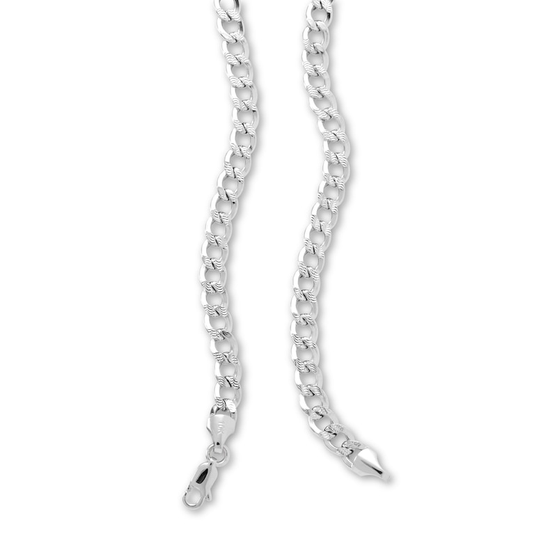 10K Semi-Solid White Gold Cuban Curb Chain - 16"