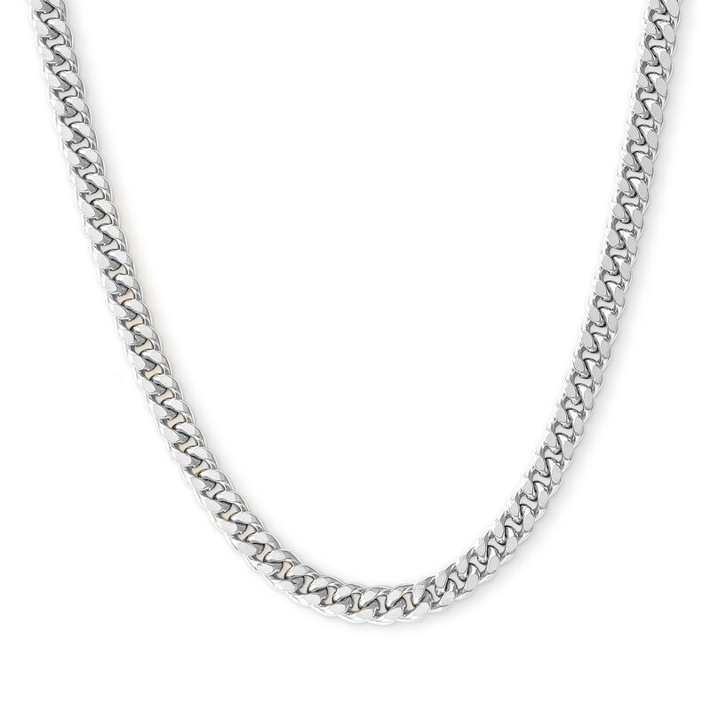 10K Hollow White Gold Curb Chain - 24"