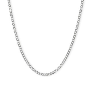 10K Hollow White Gold Beveled Curb Chain - 24"