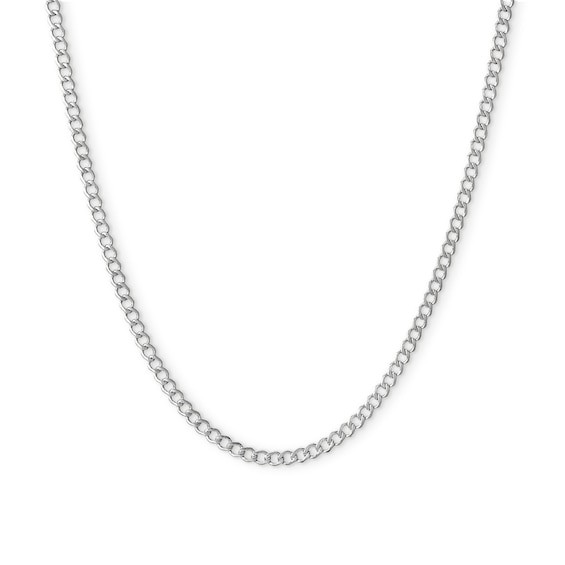 10K Hollow White Gold Beveled Curb Chain - 24"