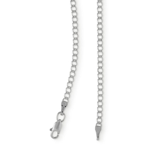 10K Hollow White Gold Beveled Curb Chain - 24"