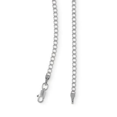 10K Hollow White Gold Beveled Curb Chain - 24"