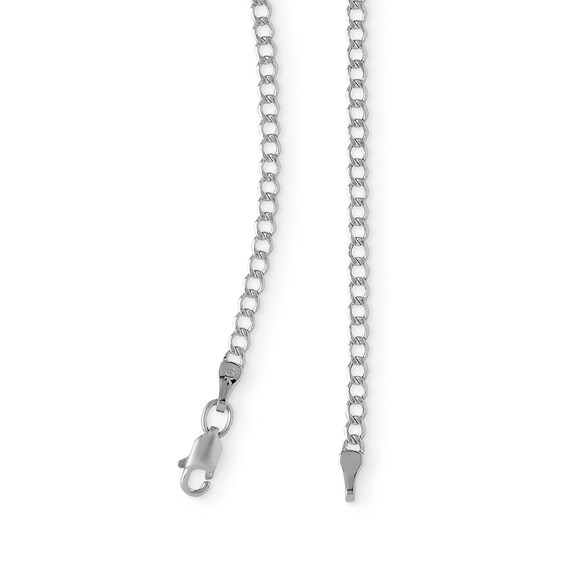 10K Hollow White Gold Beveled Curb Chain - 24"
