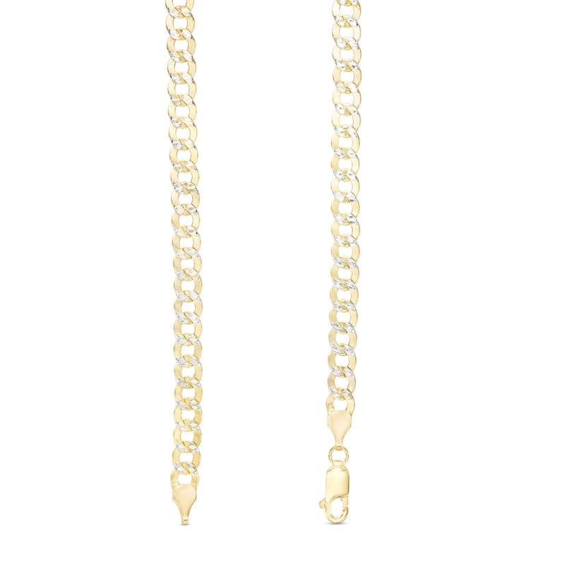Main Image 2 of 14K Semi-Solid Gold Diamond-Cut Rounded Curb Chain - 20"
