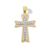 14K Solid Gold Diamond-Cut Cross Two-Tone Charm