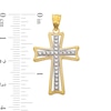 14K Solid Gold Diamond-Cut Cross Two-Tone Charm