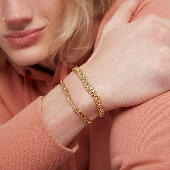 14K Semi-Solid Gold Cuban Curb Chain Bracelet - 8.5"
