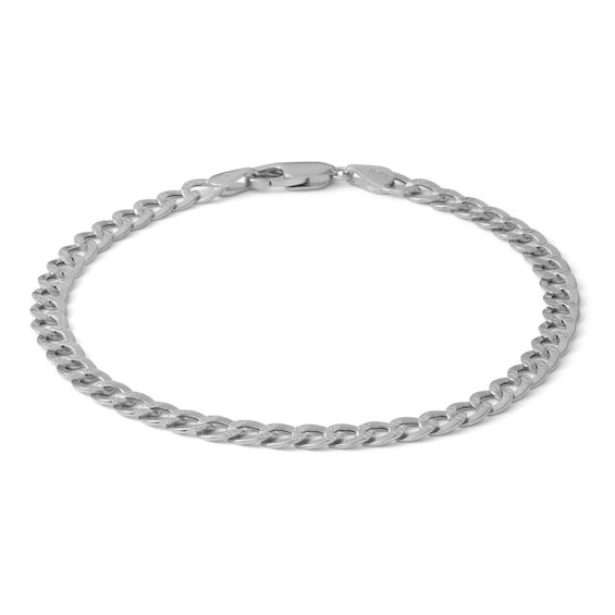 10K Semi-Solid White Gold Miami Curb Chain Bracelet - 7.5"