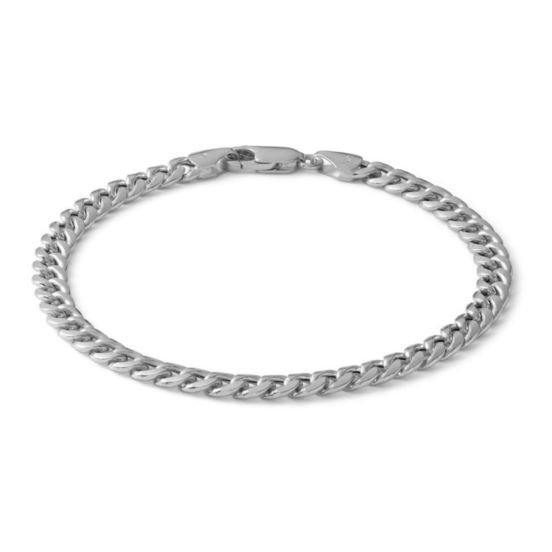 10K Semi-Solid White Gold Miami Curb Chain Bracelet - 7"