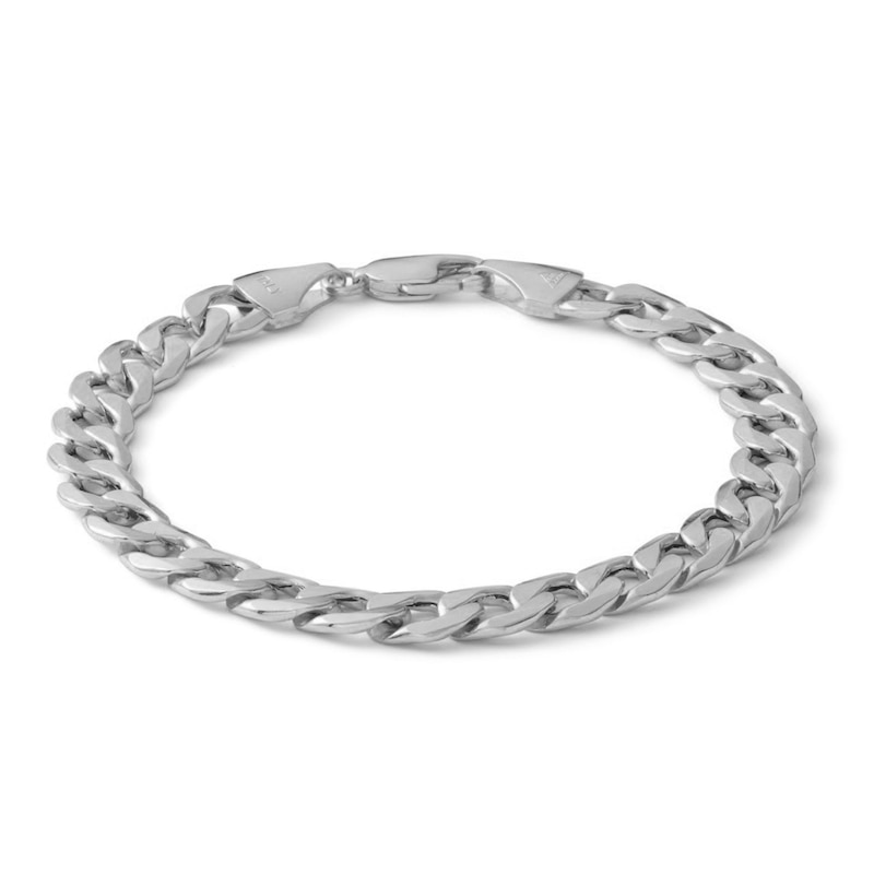 10K Hollow White Gold Curb Chain Bracelet - 7.5"