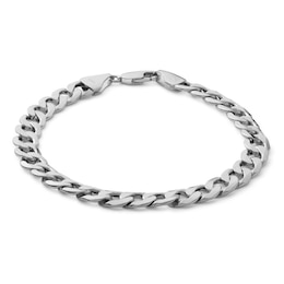 10K Hollow White Gold Curb Chain Bracelet - 8.5&quot;
