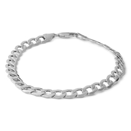 10K Hollow White Gold Curb Chain Bracelet - 8.5&quot;