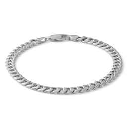 10K Semi-Solid White Gold Cuban Chain Bracelet - 7.5"