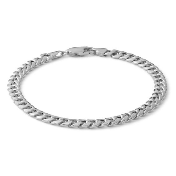 10K Semi-Solid White Gold Cuban Chain Bracelet - 7.5"