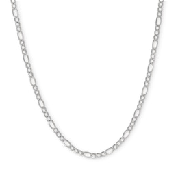 10K Hollow White Gold Figaro Chain - 16&quot;