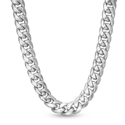 10K Semi-Solid White Gold Cuban Chain