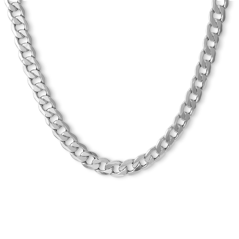 Main Image 1 of 10K Hollow White Gold Curb Chain - 24"