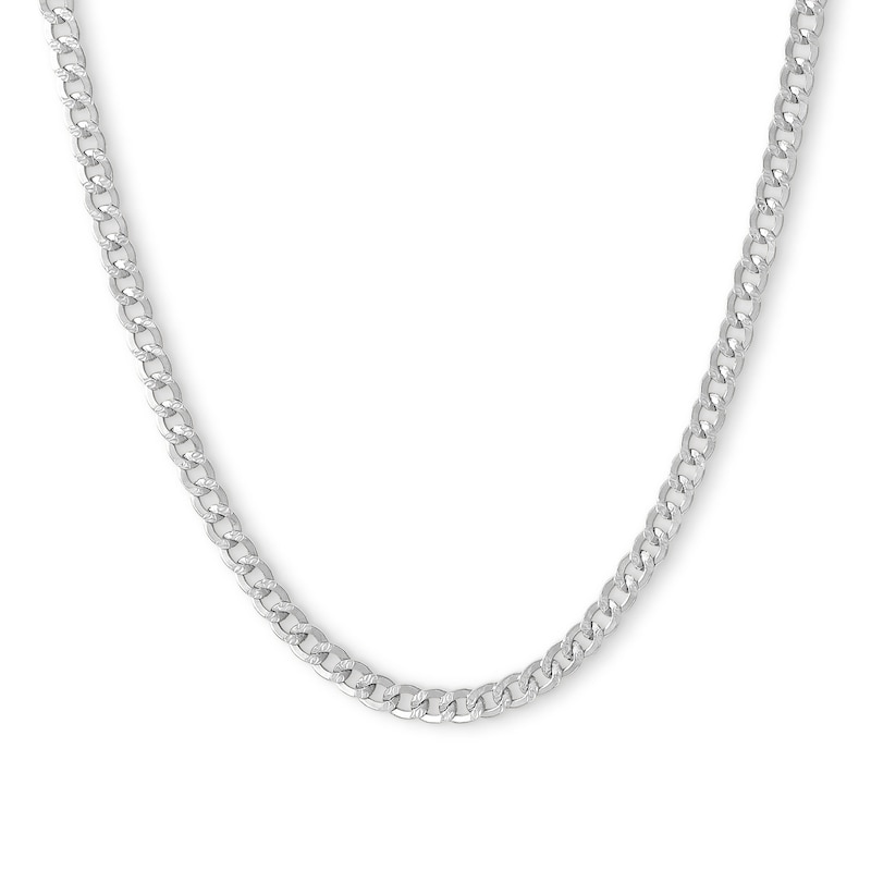 10K Semi-Solid White Gold Diamond-Cut Curb Chain - 16"