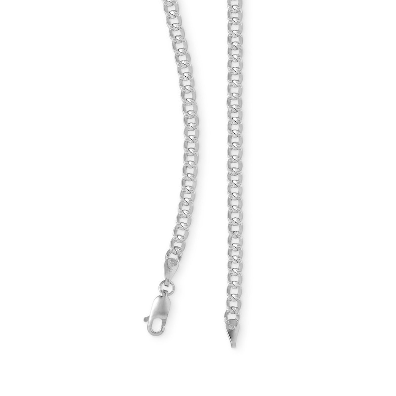 Main Image 2 of 10K Semi-Solid White Gold Diamond-Cut Curb Chain - 16"