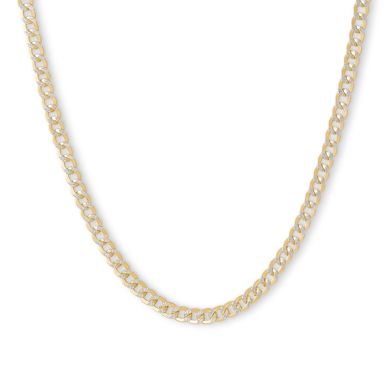 14K Semi-Solid Gold Diamond-Cut Curb Two-Tone Chain - 16"