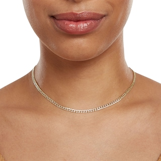 14K Semi-Solid Gold Diamond-Cut Curb Two-Tone Chain - 16"