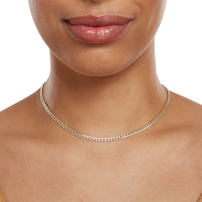 14K Semi-Solid Gold Diamond-Cut Curb Two-Tone Chain - 16"