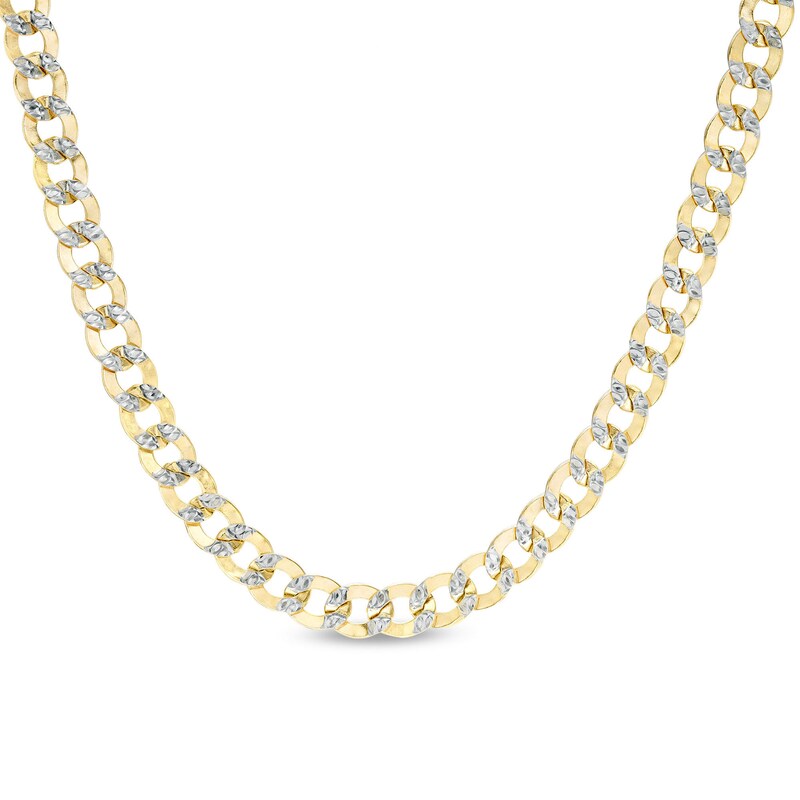 14K Semi-Solid Gold Diamond-Cut Curb Two-Tone Chain - 20"