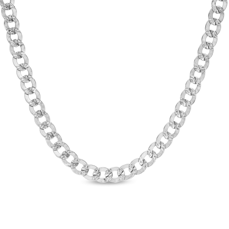 10K Semi-Solid White Gold Diamond-Cut Curb Chain - 20"