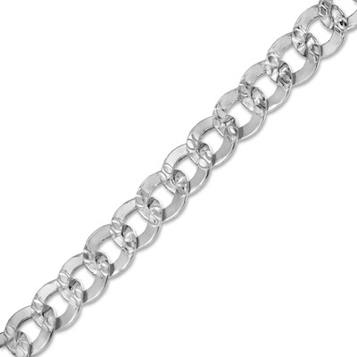 10K Semi-Solid White Gold Diamond-Cut Curb Chain - 20"