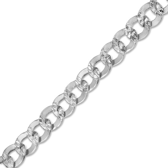 10K Semi-Solid White Gold Diamond-Cut Curb Chain - 20"