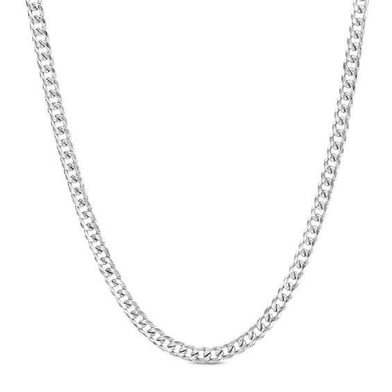 10K Semi-Solid White Gold Cuban Chain - 22"