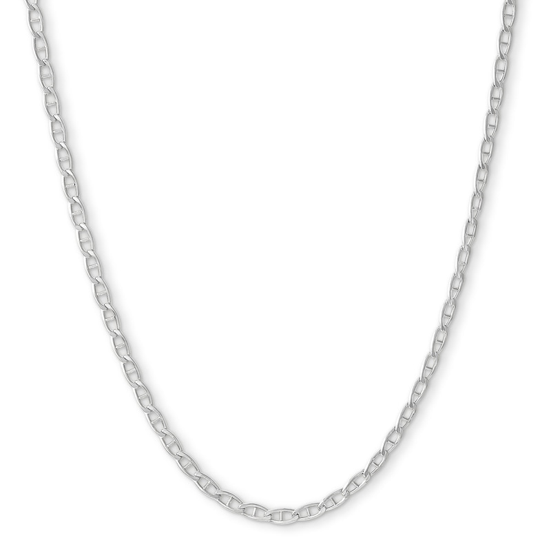 10K Hollow White Gold Baby Mariner Chain - 20"