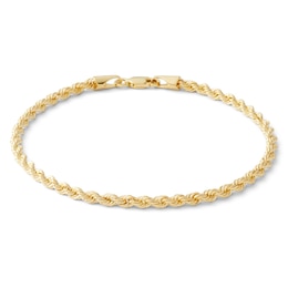 14K Hollow Gold Rope Chain Bracelet - 7&quot;