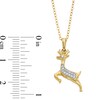14K Gold Plated 1/20 CT. T.W. Diamond Reindeer Pendant - 18"