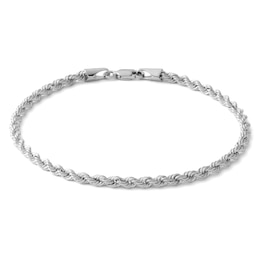10K Hollow White Gold Rope Chain Bracelet - 7"