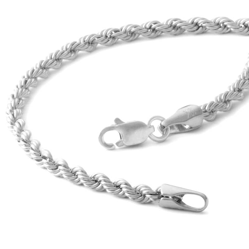 Main Image 2 of 10K Hollow White Gold Rope Chain Bracelet - 7"