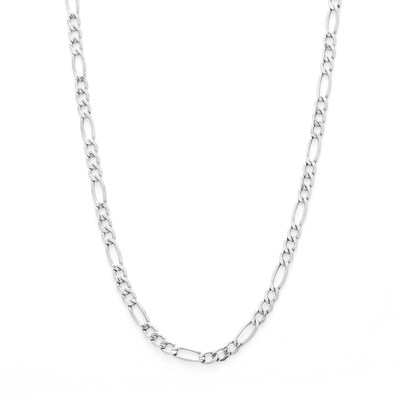 10K Hollow White Gold Figaro Chain - 20"