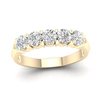 10K Solid Gold 1 CT. T.W. Lab-Grown Diamond Five Stone Ring