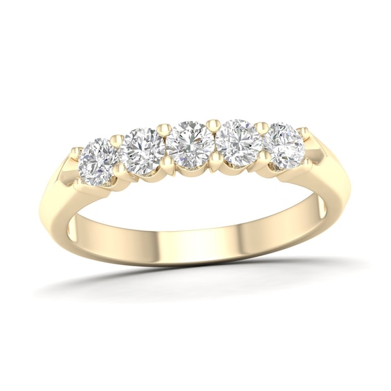 10K Solid Gold 1/ CT. T.W. Lab-Grown Diamond Five Stone Ring